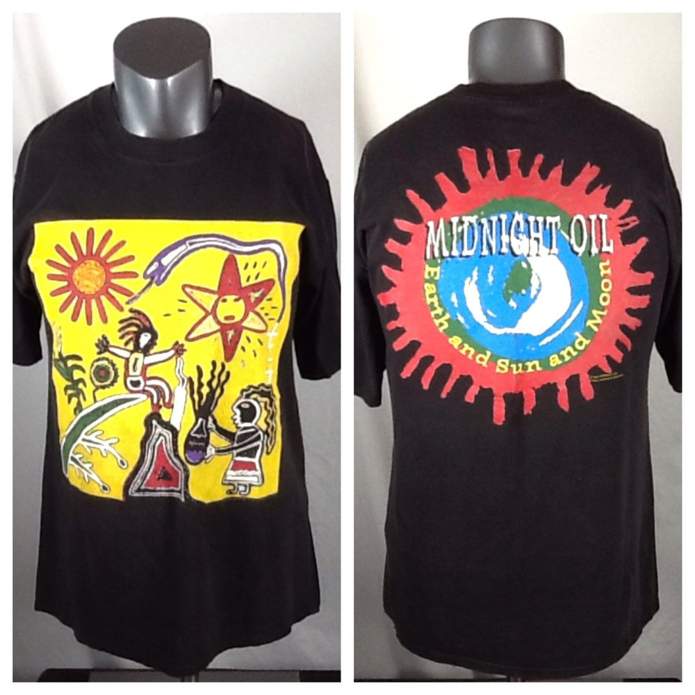 Midnight Oil Band T Shirt 1993 Large Sun And Earth And Moon Tour Tee 2 Sided